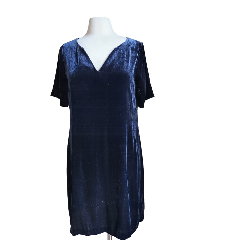Sundance Velvet Silk Dress Women Small Olivia Short Sleeve Shift Midnight Blue